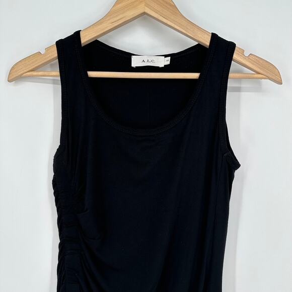 A.L.C Lelah Ruched Mini Tank Dress Scoop Neck Sleeveless Black - Picture 7 of 15